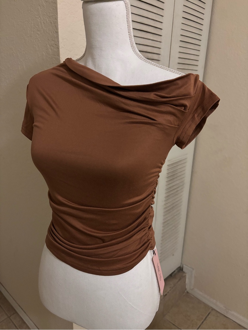 Womenβs Asymmetrical Ruched T-shirt
